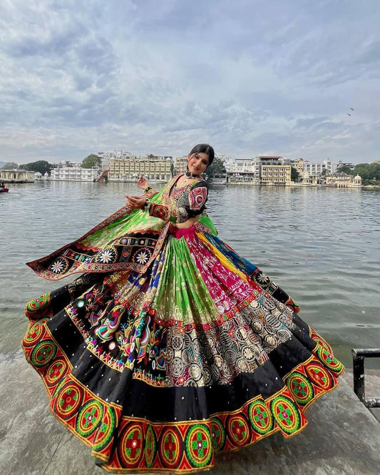 Designer Muslin Cotton Lehenga Choli with Digital Print & Real Mirror Work | Festive Wear Indian Outfit with Dupatta