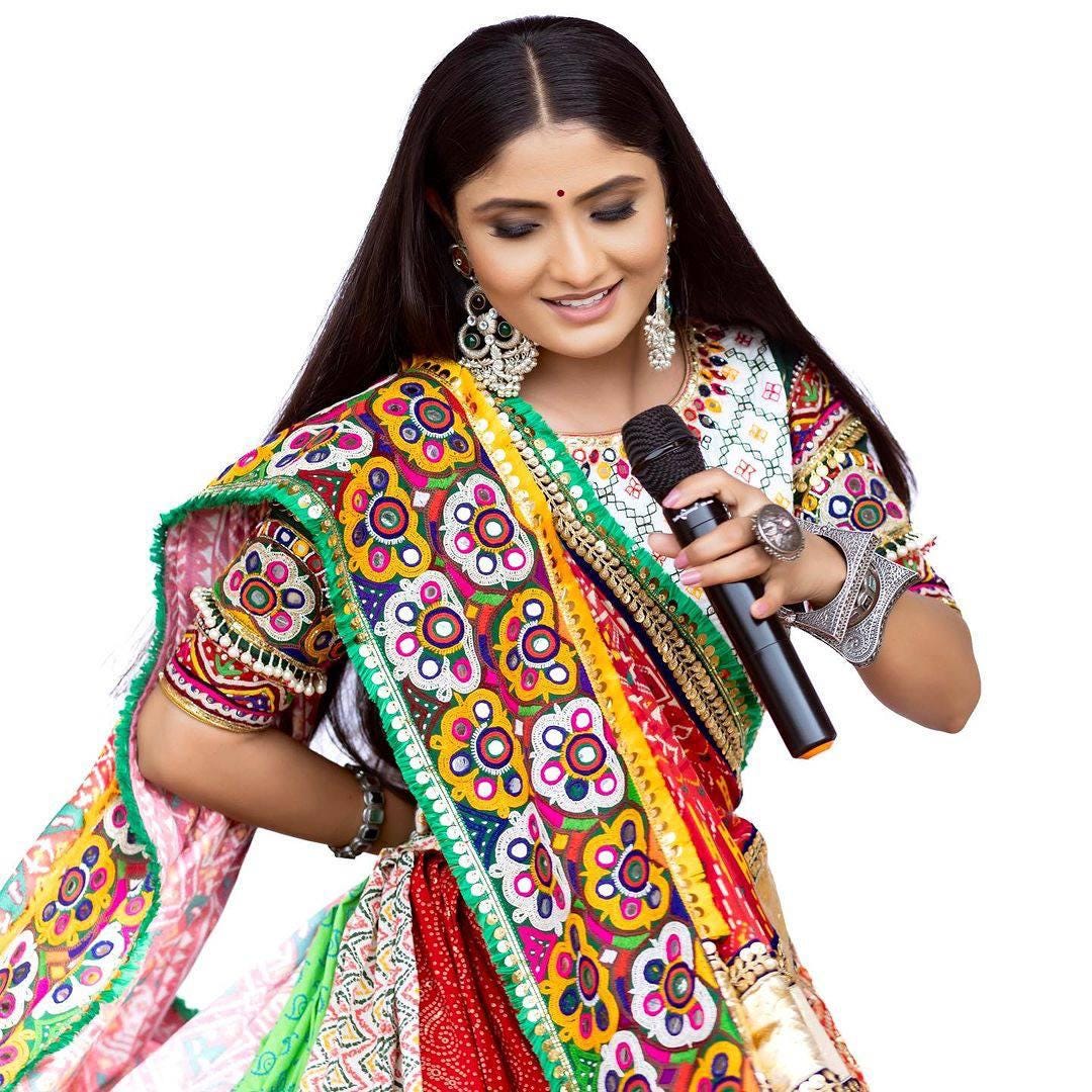 Designer Muslin Cotton Printed Lehenga Choli with Real Mirror Work and Dupatta | Festive Wear Navratri Garba Indian Ethnic Outfit