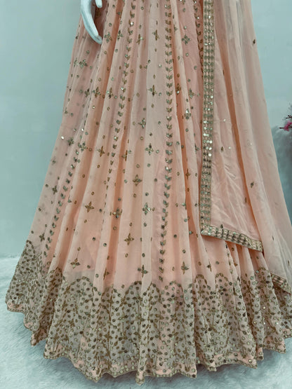 Designer Heavy Georgette Lehenga Choli with Sequins Embroidery & Dupatta – Indian Wedding Wear, Party Wear, Festive Outfit for Women