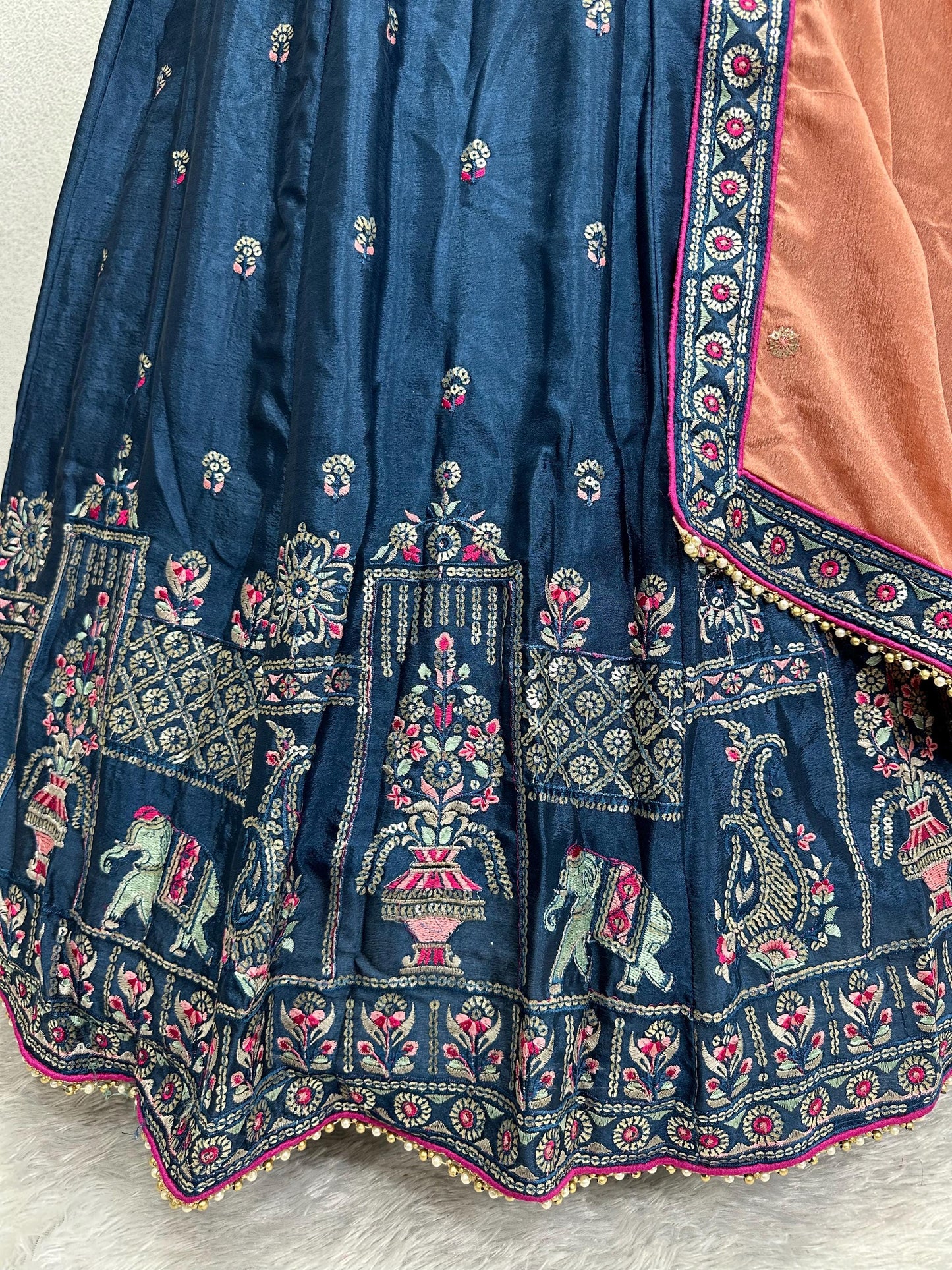 Bridal Chinon Lehenga Choli Set with Heavy Embroidery & Sequins Work Dupatta – Wedding and Party Wear Designer Outfit