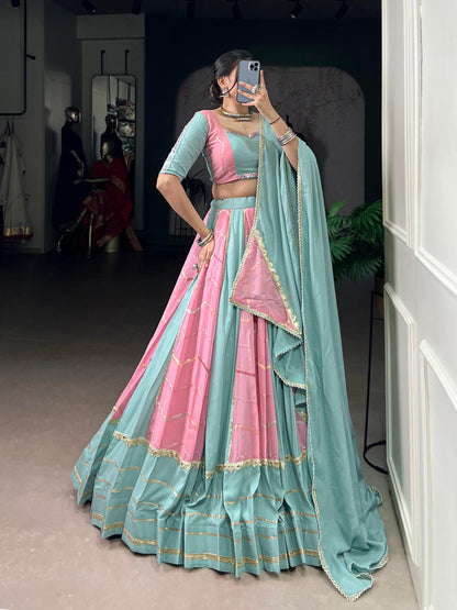 Navratri Chaniya Choli 2025 | Pastel Rayon Georgette Lehenga with Sequins, Thread Embroidery & Mirror Work for Garba Nights