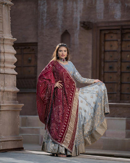 Designer Navratri Heavy Georgette Lehenga Choli with Dupatta, Embroidered 9mm Sequins & Mirror Work, Indian Wedding Outfit