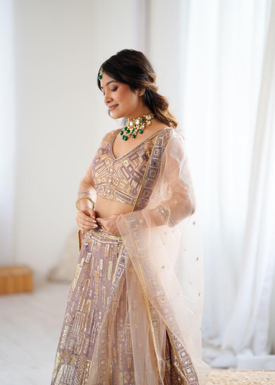 Premium Butterfly Net Bridal Lehenga with Heavy Sequins & Embroidery, Double Layer Cancan, Dupatta, Festive and Wedding Wear