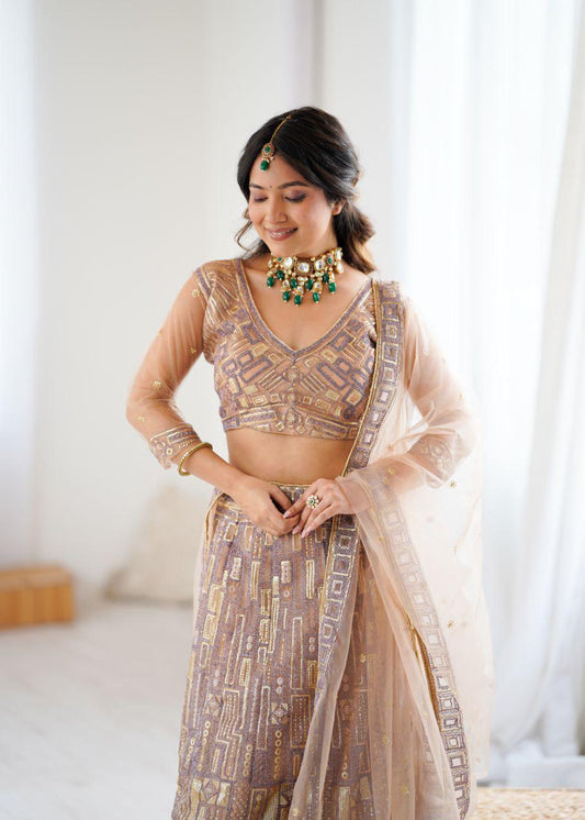 Premium Butterfly Net Bridal Lehenga with Heavy Sequins & Embroidery, Double Layer Cancan, Dupatta, Festive and Wedding Wear