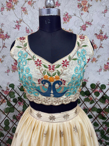 Premium Chinon Silk Lehenga with Multicolor Thread Embroidery, Heavy Sequins & Lace Border Dupatta – Bridal, Party And Festival Wear