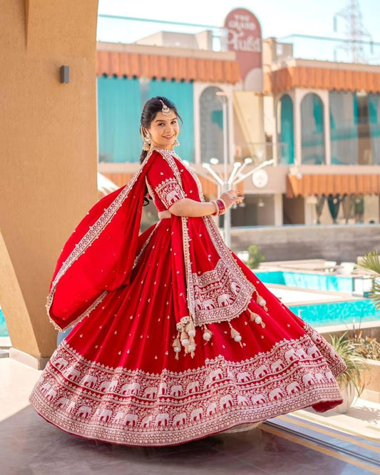 Designer Party Wear Lehenga Choli Set with Heavy Sequins & Zari Embroidery, Blooming Georgette Dupatta – Elegant Festive Ethnic Outfit
