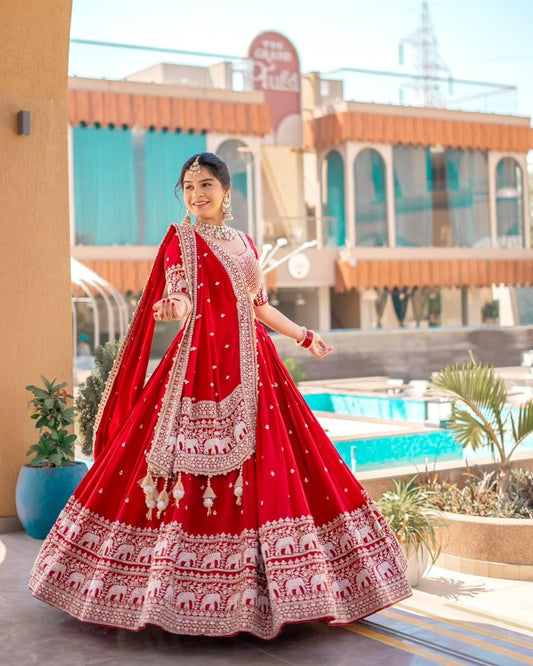 Designer Party Wear Lehenga Choli Set with Heavy Sequins & Zari Embroidery, Blooming Georgette Dupatta – Elegant Festive Ethnic Outfit