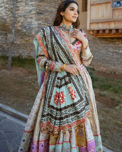 Navratri Special Muslin Cotton Lehenga Choli with Digital Print, Real Mirror Work & Handwork Lace – Festive Traditional Outfit