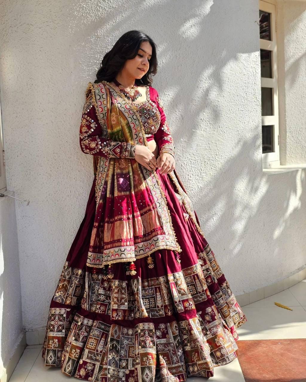 Navratri Special Designer Lehenga Choli – Heavy Muslin Cotton with Real Mirror Work, Handcrafted Dupatta, Festive Ethnic Wear