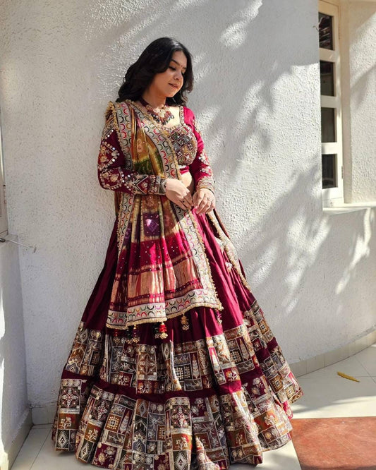Navratri Special Designer Lehenga Choli – Heavy Muslin Cotton with Real Mirror Work, Handcrafted Dupatta, Festive Ethnic Wear