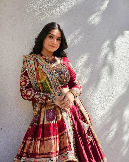 Navratri Special Designer Lehenga Choli – Heavy Muslin Cotton with Real Mirror Work, Handcrafted Dupatta, Festive Ethnic Wear