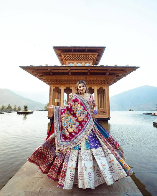 Navratri Special Heavy Muslin Cotton Lehenga Choli with Gota Patti Lace, Real Mirror Work & Handcrafted Dupatta for Festive Wear