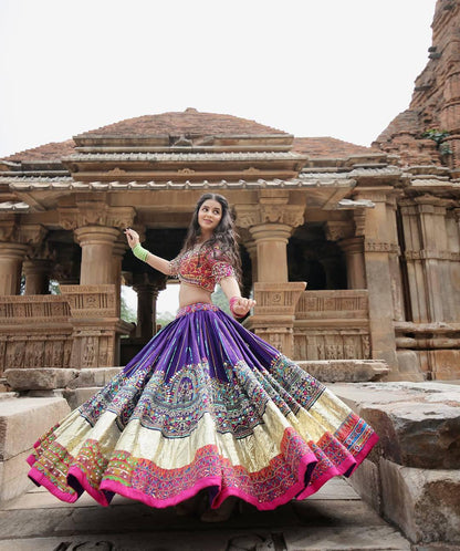 Navratri Chaniya Choli with Real Mirror Work | Muslin Cotton Lehenga Choli with Digital Print & Dupatta | Garba Festival Outfit