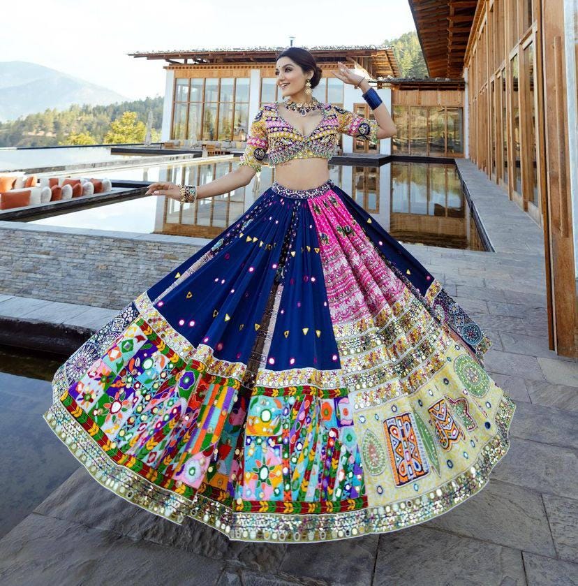 Designer Printed Muslin Cotton Lehenga Choli with Real Mirror Work, Digital Print & Handwork Lace Dupatta for Festive And Wedding Wear