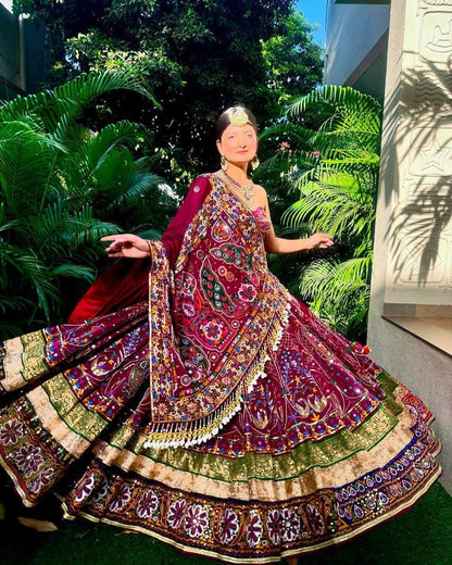 Navratri Special Designer Lehenga Choli Set | Heavy Muslin Cotton with Digital Print, Real Mirror Work & Handwork Dupatta