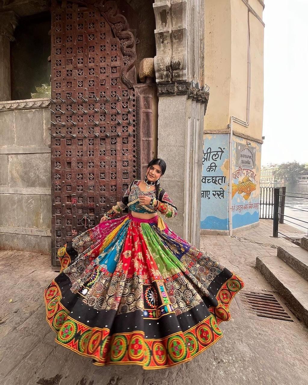Designer Muslin Cotton Lehenga Choli with Digital Print & Real Mirror Work | Festive Wear Indian Outfit with Dupatta