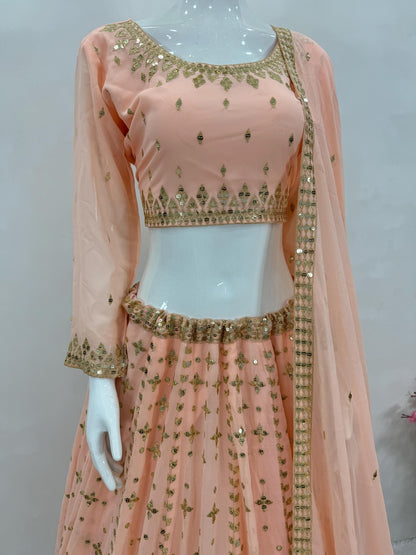 Designer Heavy Georgette Lehenga Choli with Sequins Embroidery & Dupatta – Indian Wedding Wear, Party Wear, Festive Outfit for Women