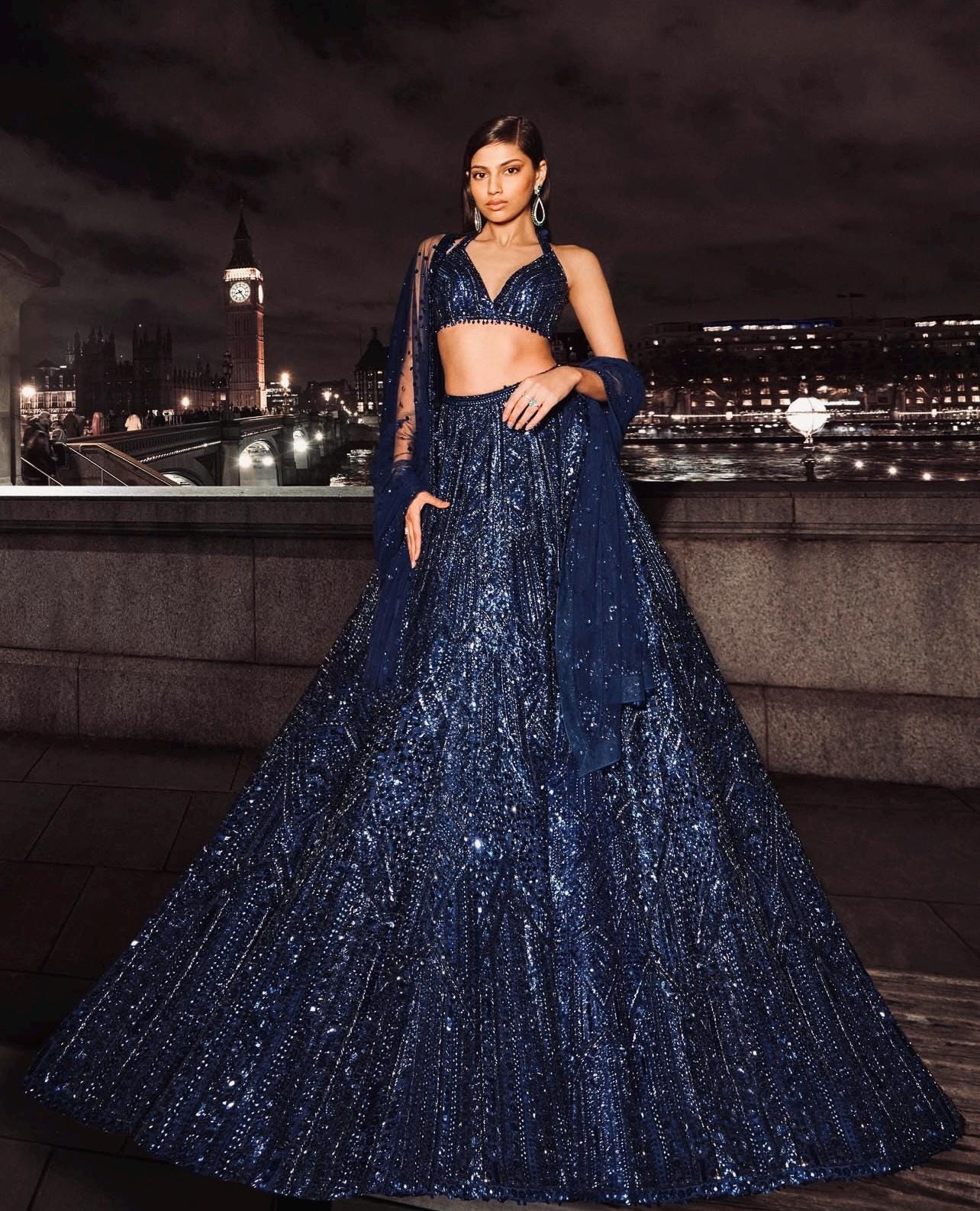 Designer Net Lehenga Choli with Sequins & Dori Work Dupatta | Bridal Party Wear Indian Outfit | Wedding Reception Dress
