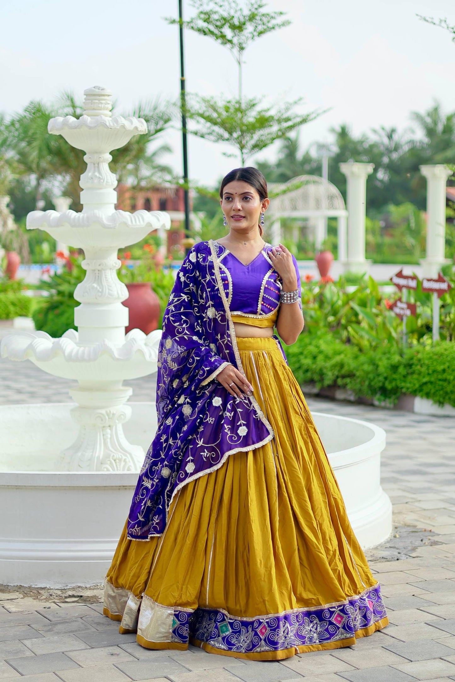 Navratri Special Cotton Lehenga Choli with Embroidery Thread Work, 6 Meter Flair Skirt, Fox Georgette Dupatta & Traditional Lace