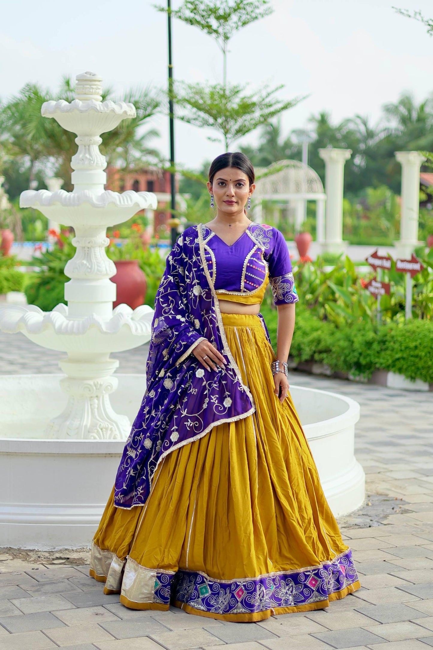Navratri Special Cotton Lehenga Choli with Embroidery Thread Work, 6 Meter Flair Skirt, Fox Georgette Dupatta & Traditional Lace