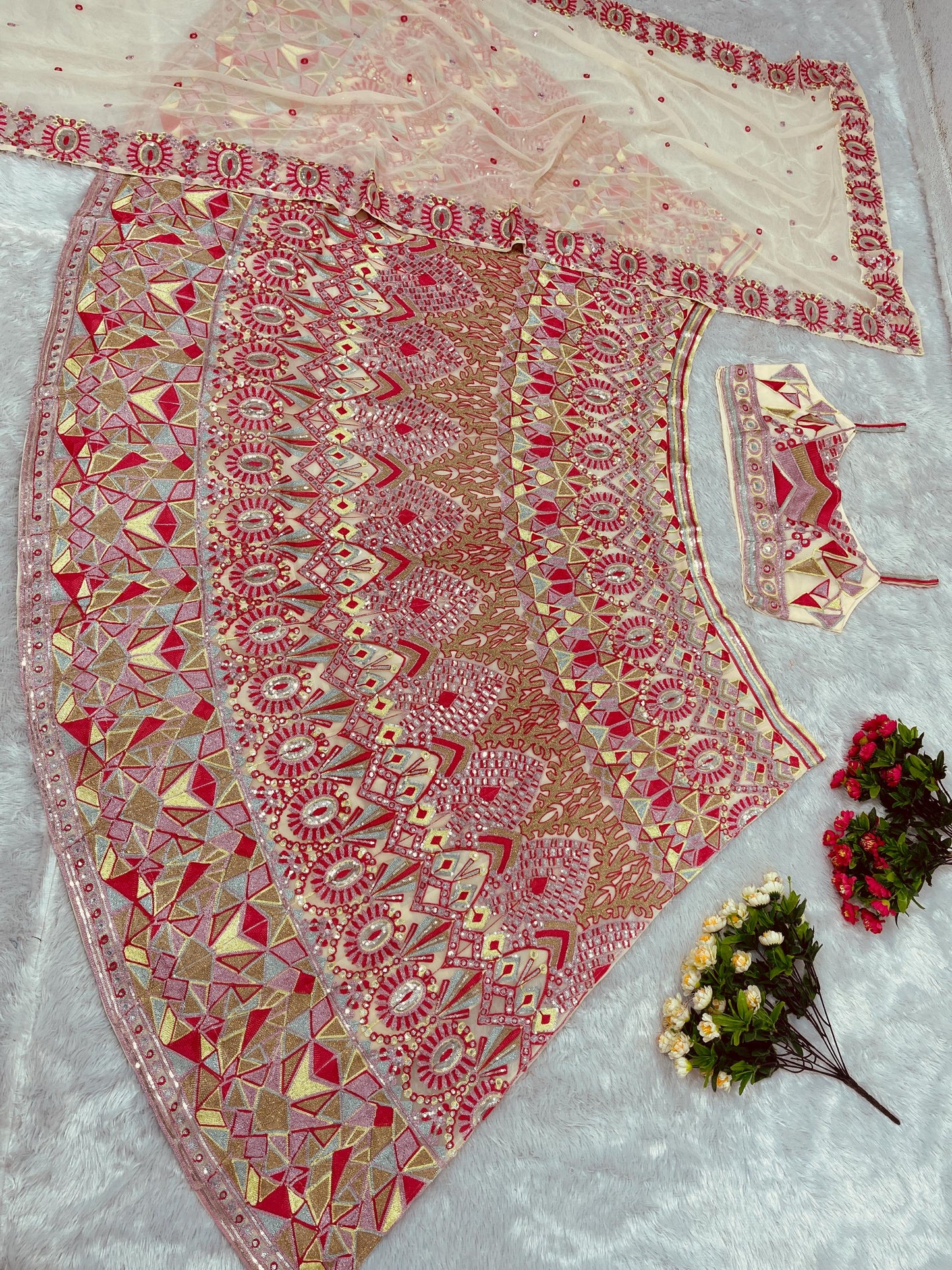 Designer Faux Georgette Lehenga Choli with Heavy Sequin Embroidery and Dupatta | Indian Party Wear | Wedding Festive Outfit