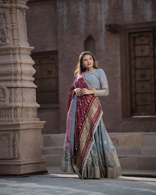 Designer Navratri Heavy Georgette Lehenga Choli with Dupatta, Embroidered 9mm Sequins & Mirror Work, Indian Wedding Outfit