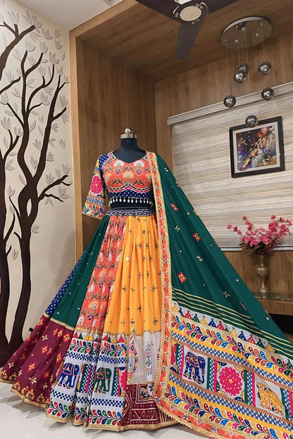 Real Mirror Work Digital Print Multi Colour Chaniya Choli