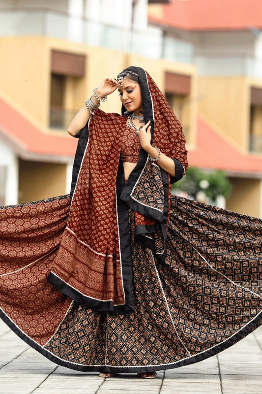Navratri Rajwadi Style Black Lehenga for women