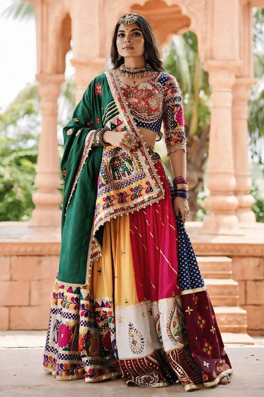 Real Mirror Work Digital Print Multi Colour Chaniya Choli