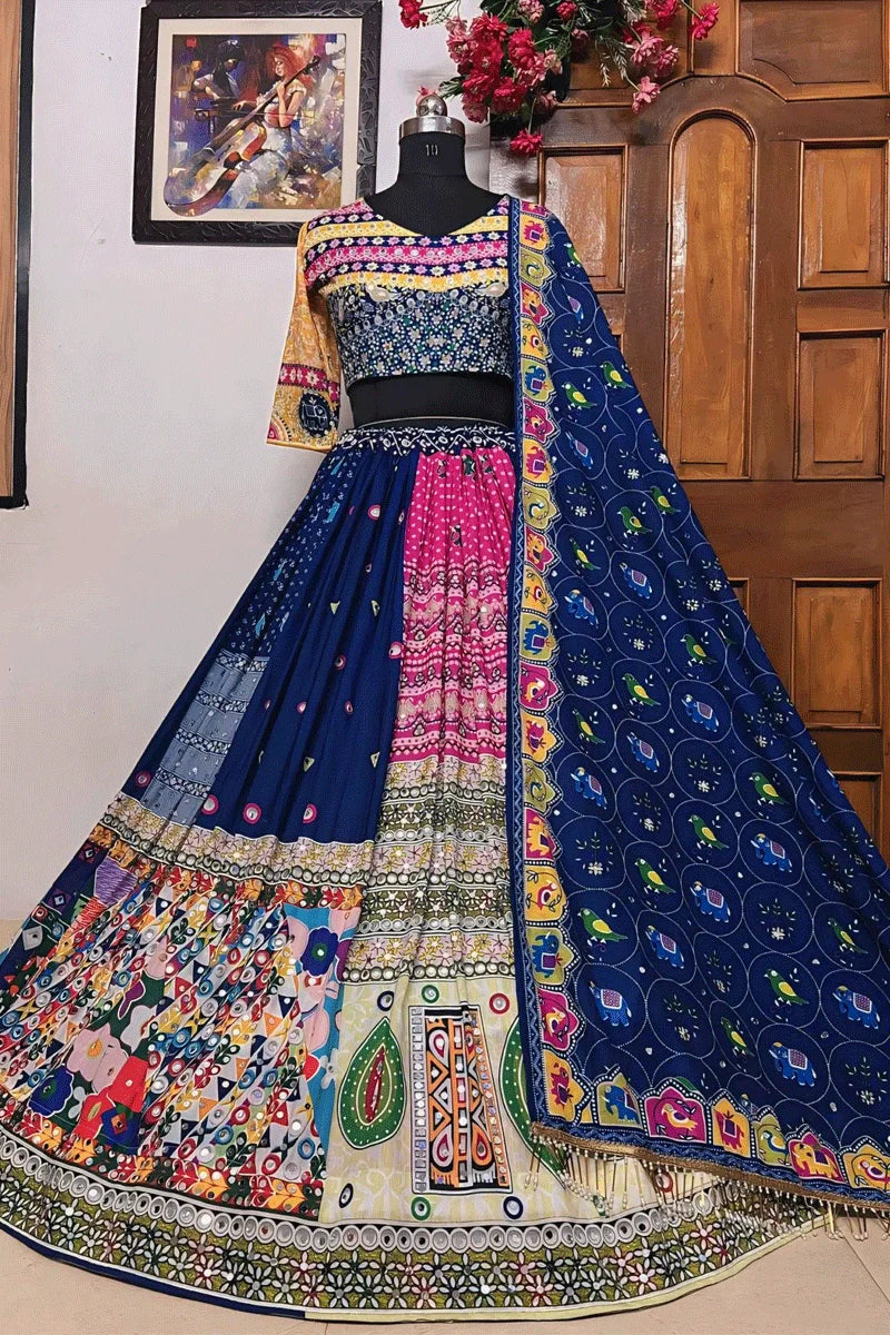 Prachi Solanki Multi Designer Blue Chaniya Choli For Garba