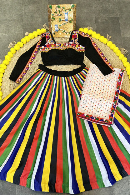 Navratri Special Multi Colour Lehenga With Full Sleeve Blouse