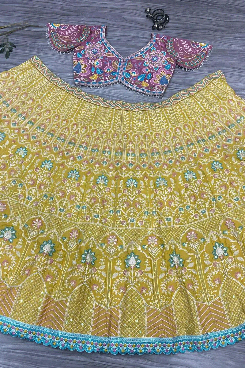 New Bridal Look Heavy Flare Yellow Lehenga For Haldi Ceremony
