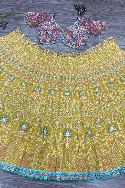 New Bridal Look Heavy Flare Yellow Lehenga For Haldi Ceremony
