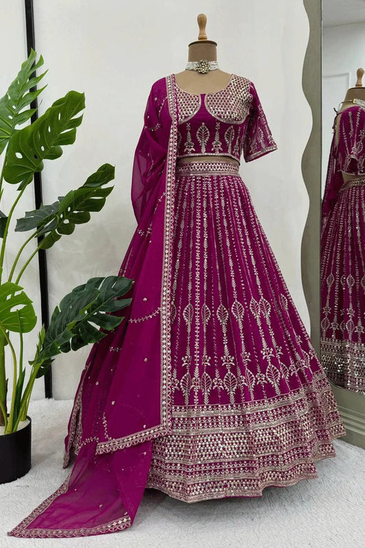 Hevay Sequence Work Pink Lehenga For Wedding