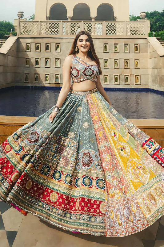 Prachi Solanki Multi Color Mirror Work Chaniya Choli