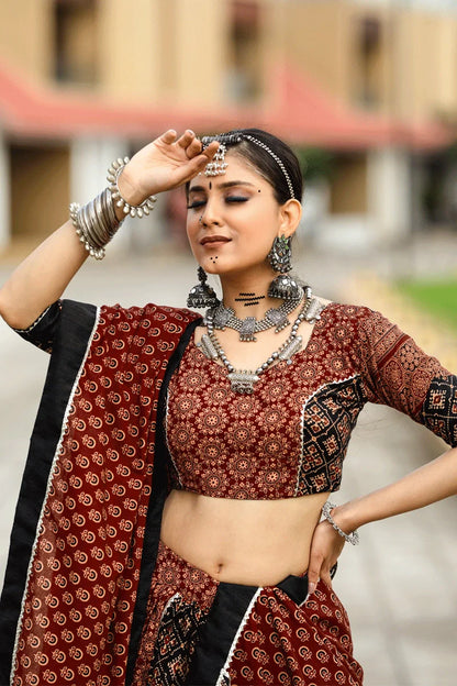 Navratri Rajwadi Style Black Lehenga for women