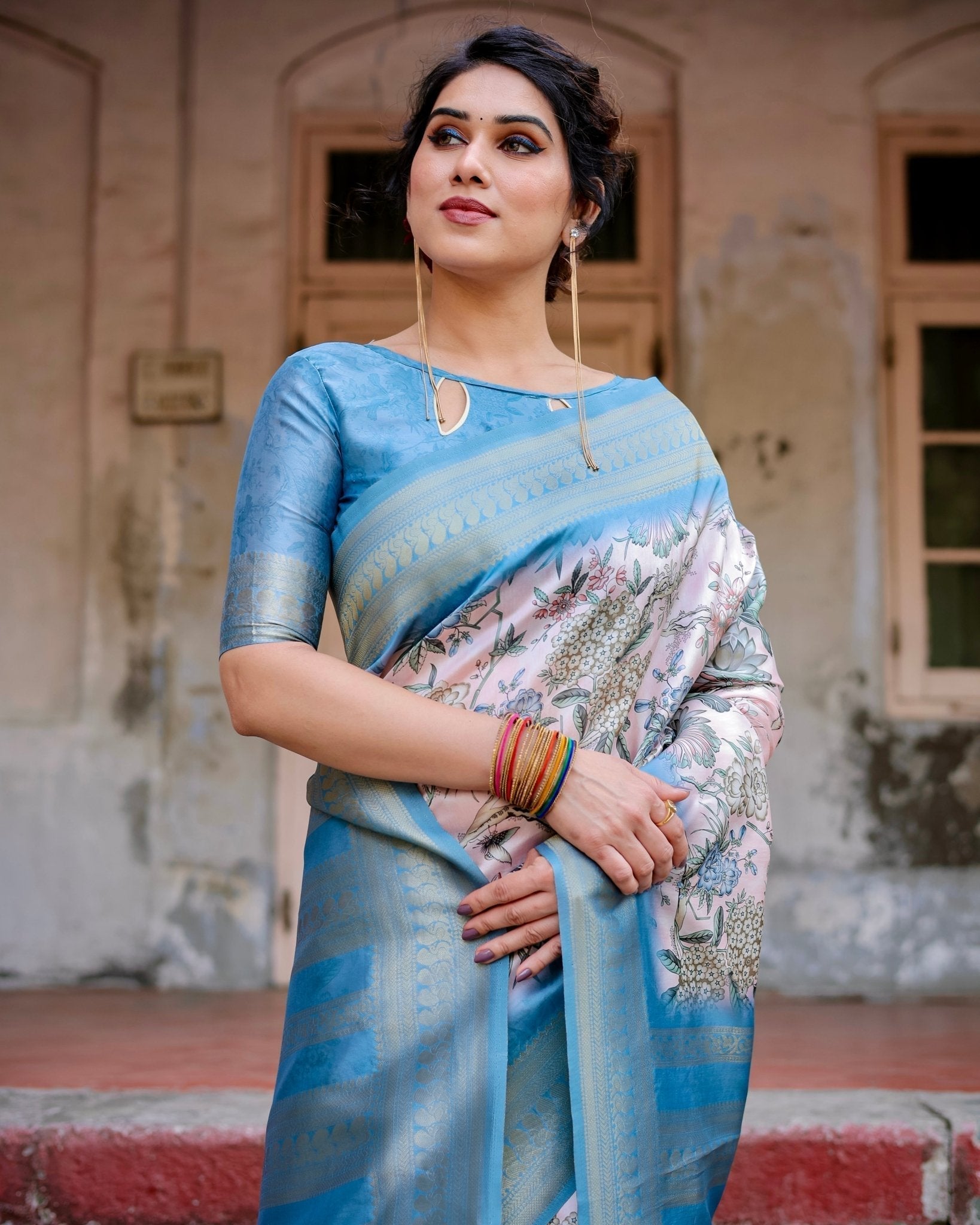 Pure Banarasi Silk Saree Weaved With Golden Zari Comes With Tassels - Fashion Dream Studio