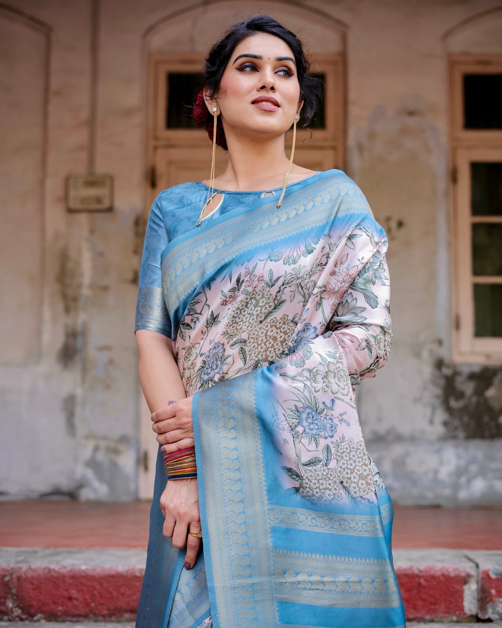 Pure Banarasi Silk Saree Weaved With Golden Zari Comes With Tassels - Fashion Dream Studio