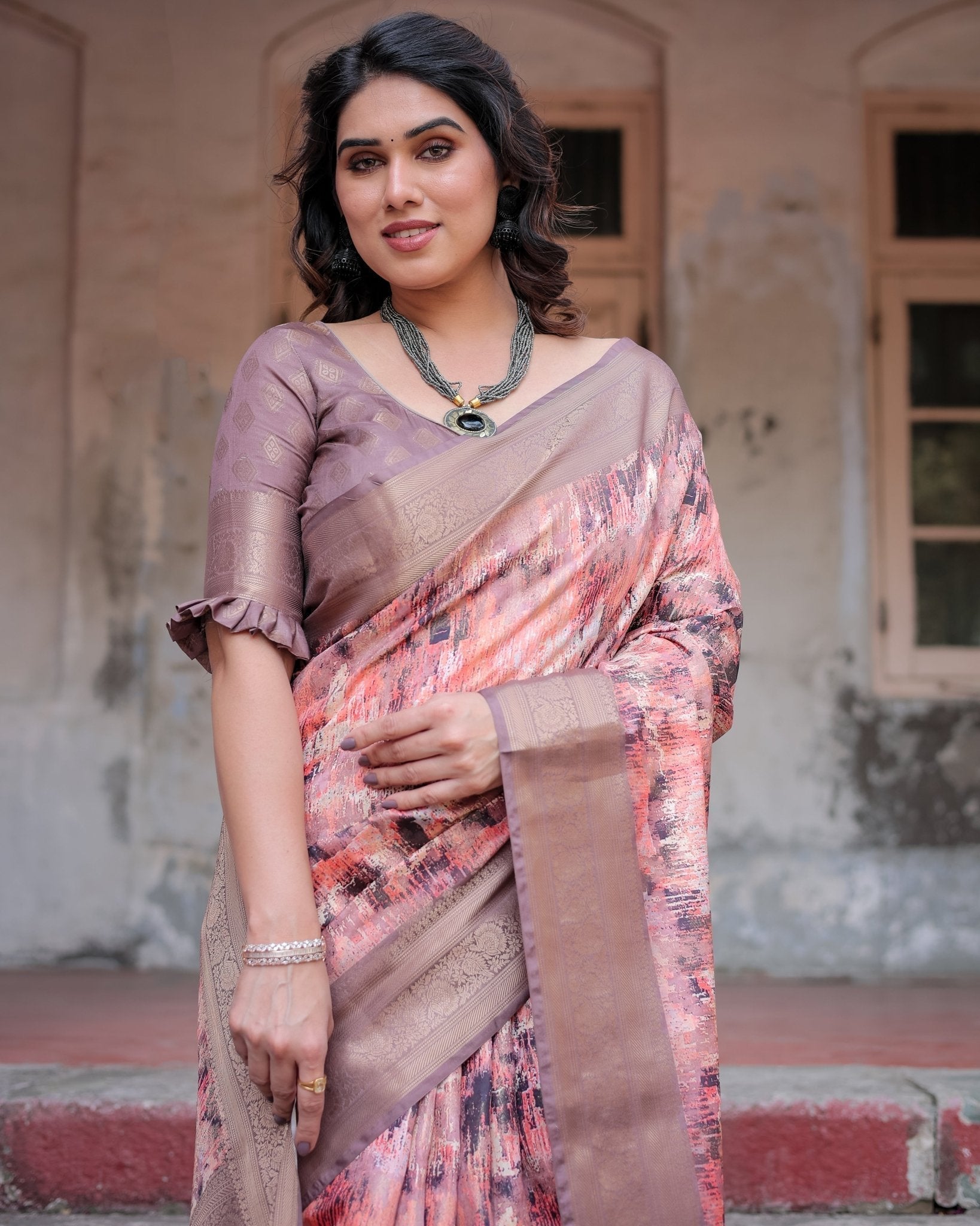 Pure Banarasi Silk Saree Weaved With Golden Zari Comes With Tassels - Fashion Dream Studio