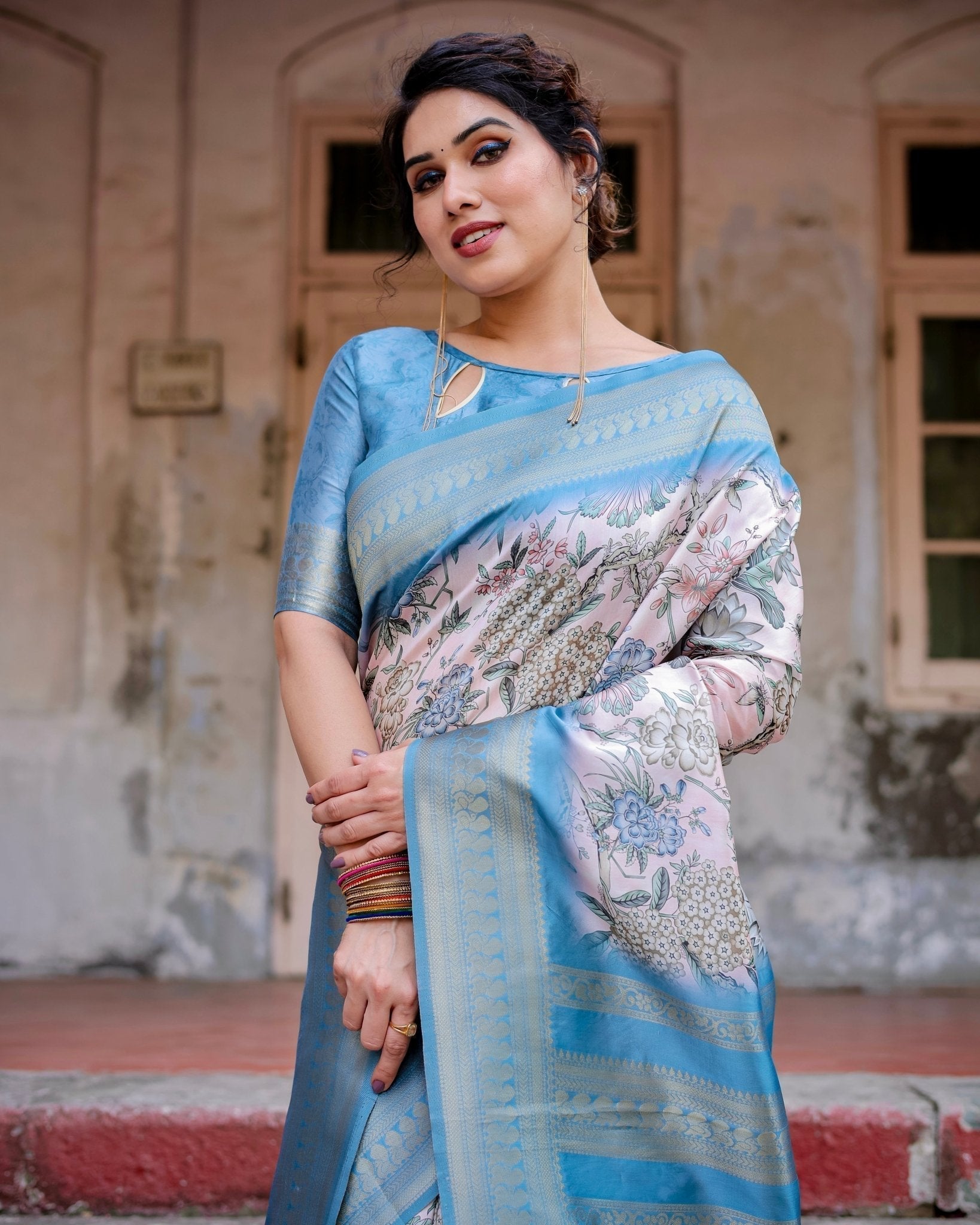 Pure Banarasi Silk Saree Weaved With Golden Zari Comes With Tassels - Fashion Dream Studio