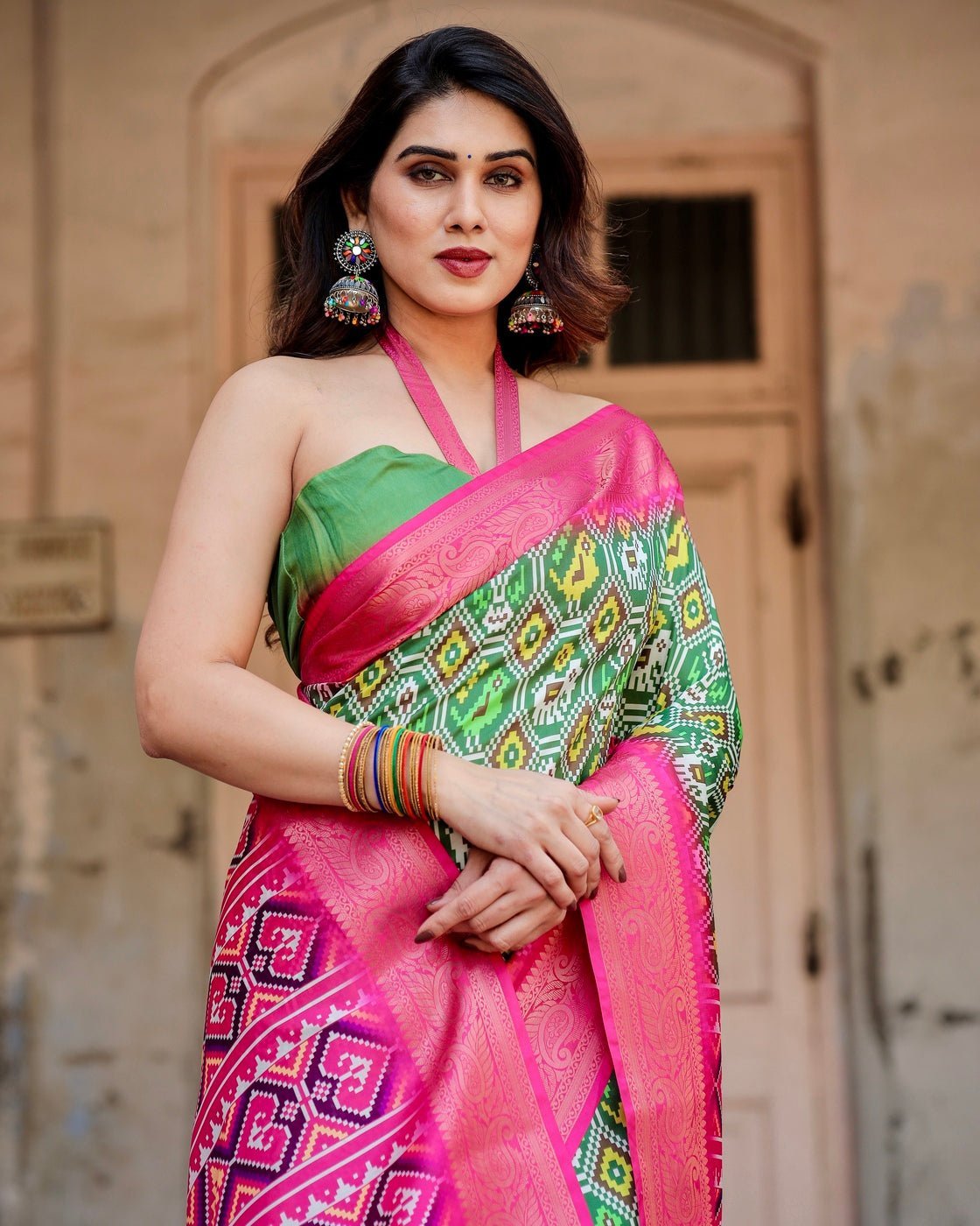 Pure Silk Digitally Printed Saree Weaved With Golden Zari Comes With Tassels - Fashion Dream Studio