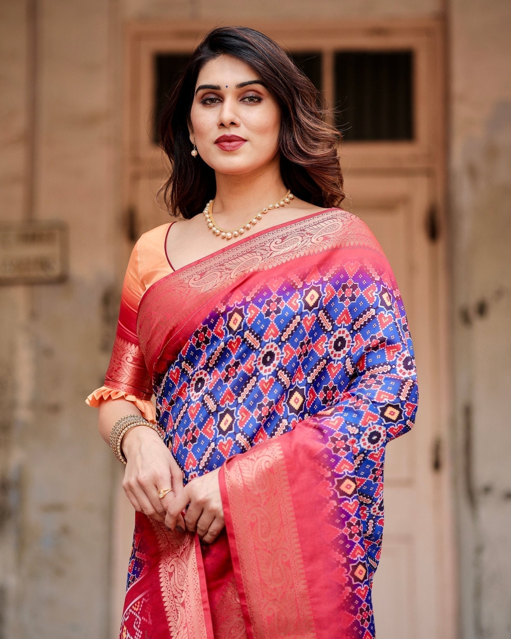 Pure Silk Digitally Printed Saree Weaved With Golden Zari Comes With Tassels - Fashion Dream Studio