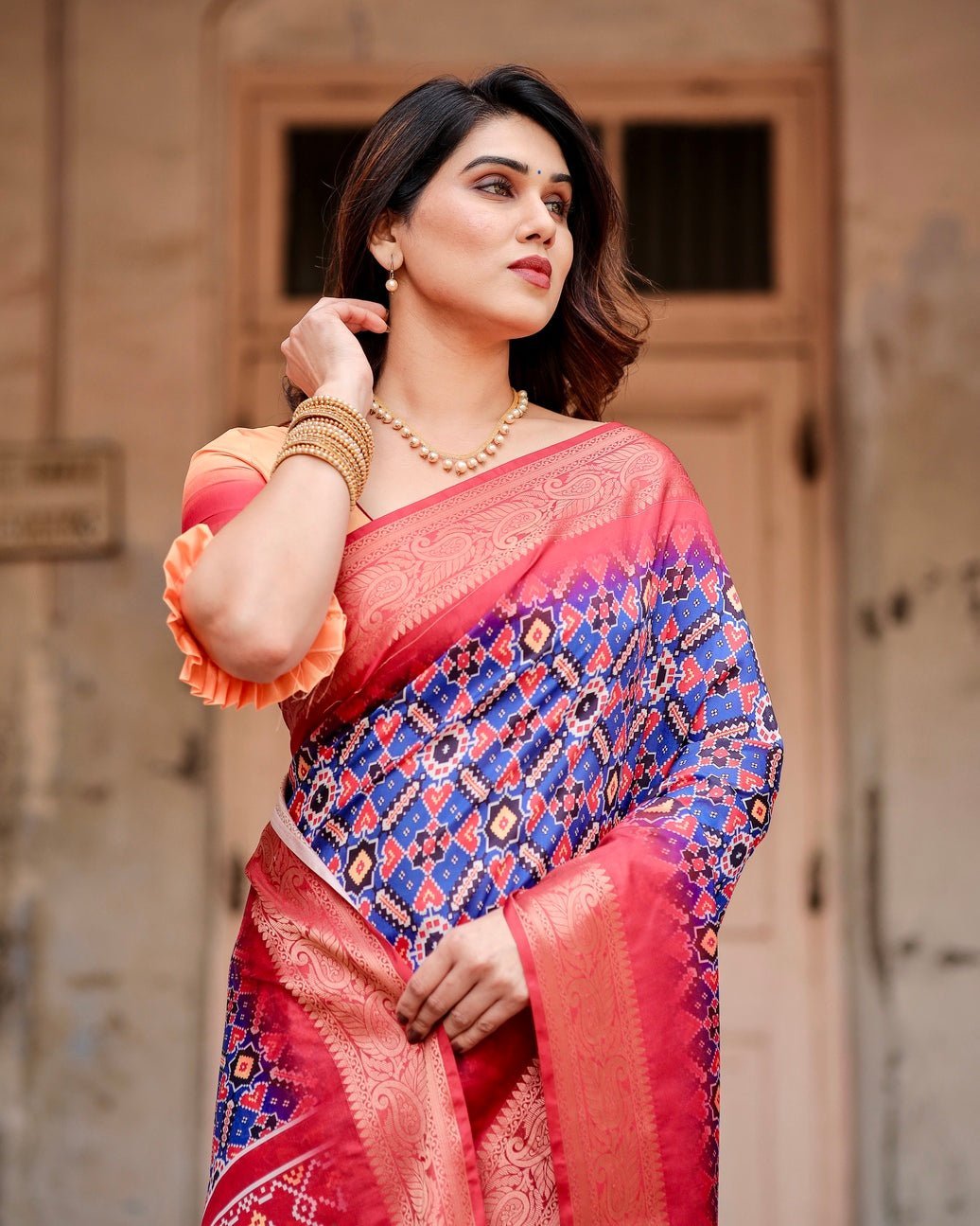 Pure Silk Digitally Printed Saree Weaved With Golden Zari Comes With Tassels - Fashion Dream Studio