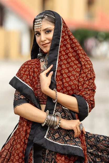 Navratri Rajwadi Style Black Lehenga for women