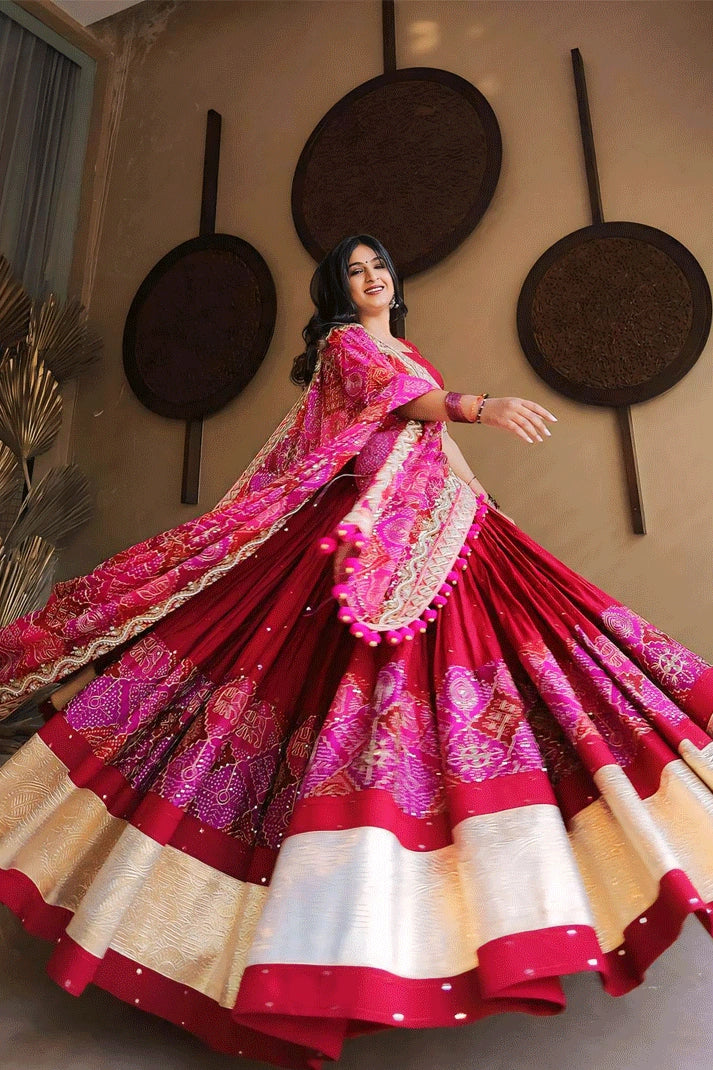 Heavy Flair Rani Pink Lehenga Choli For Garba