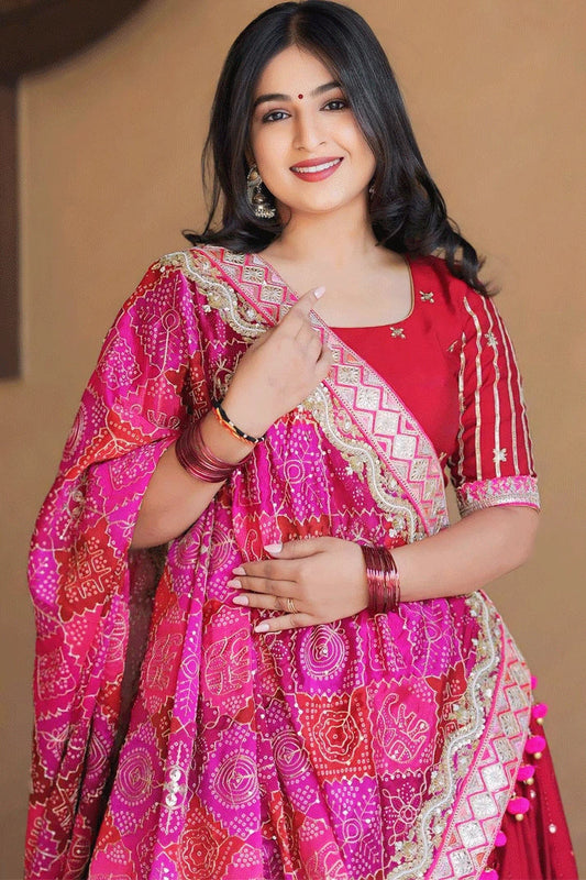 Heavy Flair Rani Pink Lehenga Choli For Garba