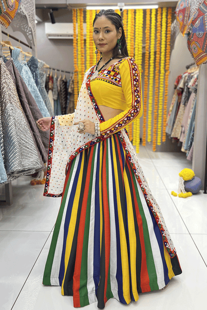 Navratri Special Multi Colour Lehenga With Full Sleeve Blouse