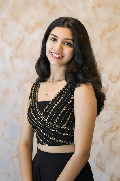 Georgette Heavy Flare Black Lehenga For Girls
