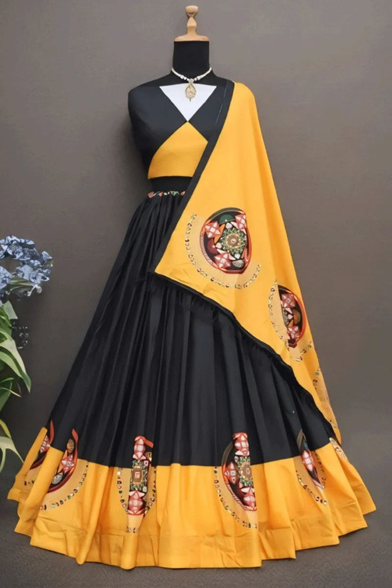 Digital Printed Black Chaniya Choli For Navratri