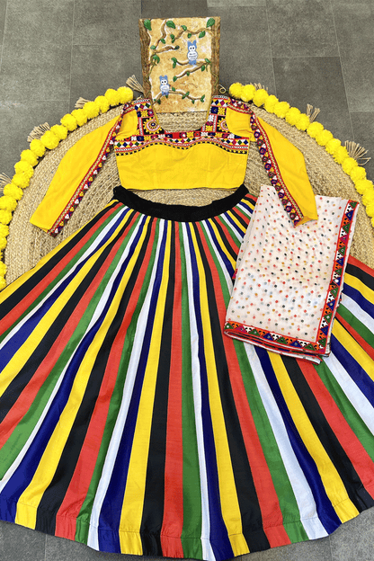 Navratri Special Multi Colour Lehenga With Full Sleeve Blouse
